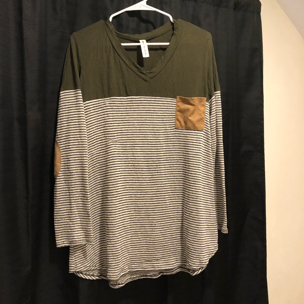 Green and Striped Tunic/Sweater